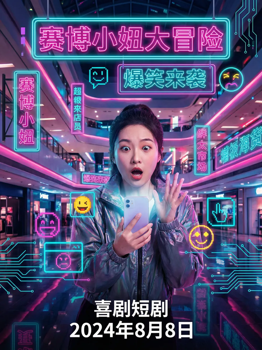 赘婿免费 搞笑喜剧短剧 - 赛博小妞大冒险海报