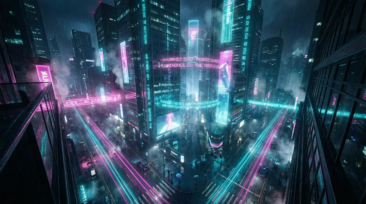 赘婿免费 竖屏短剧平台首页背景 - 赛博朋克都市夜景